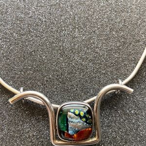 925 silver necklace with colorful pendant.